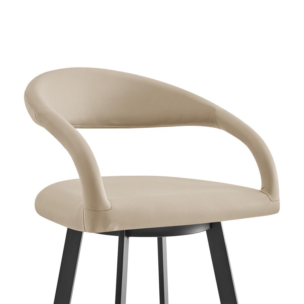 Armen Living - Ramona 30in Swivel Bar Stool with Matte Black Iron and Beige Faux Leather - LCRASWBABLKBG30 veiw 4