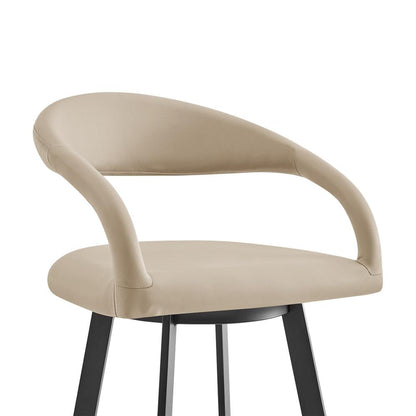 Armen Living - Ramona 30in Swivel Bar Stool with Matte Black Iron and Beige Faux Leather - LCRASWBABLKBG30 veiw 4