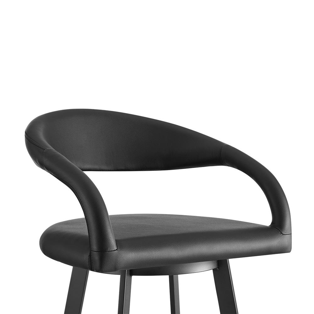Armen Living - Ramona 30in Swivel Bar Stool with Matte Black Iron and Black Faux Leather - LCRASWBABLK30 veiw 4
