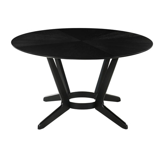 Armen Living - Santana Round Wood Dining Table in Black Finish - LCSATBLBLK veiw 2