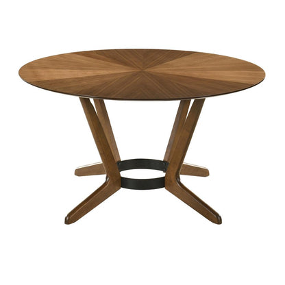 Armen Living - Santana Round Wood Dining Table in Walnut Finish - LCSATBLWA veiw 2