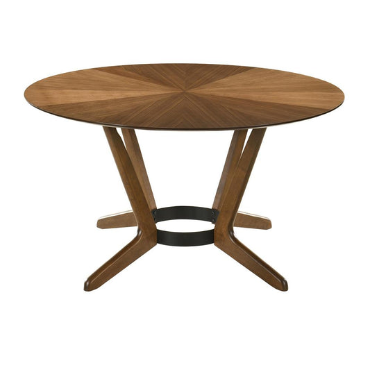 Armen Living - Santana Round Wood Dining Table in Walnut Finish - LCSATBLWA veiw 2