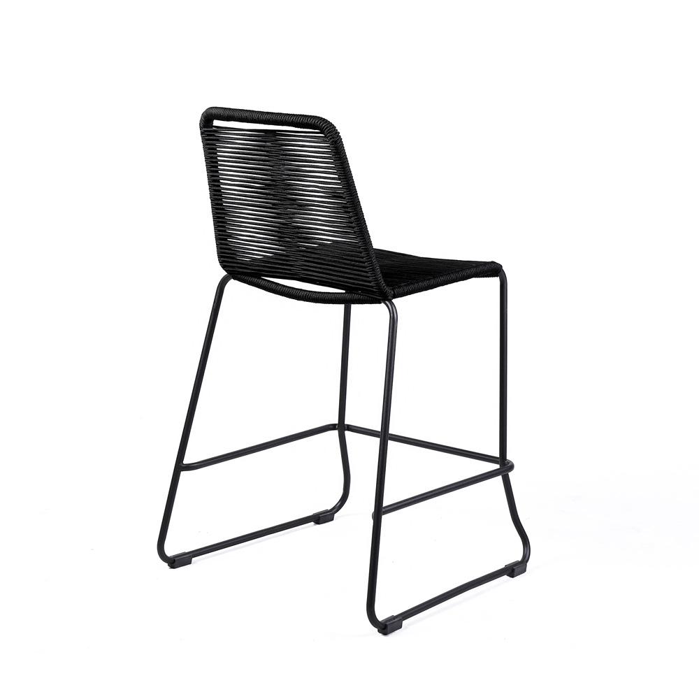 Armen Living - Shasta 26in Outdoor Metal and Black Rope Stackable Counter Stool - (Set of 2) - LCSTBABLBLK26 veiw 3