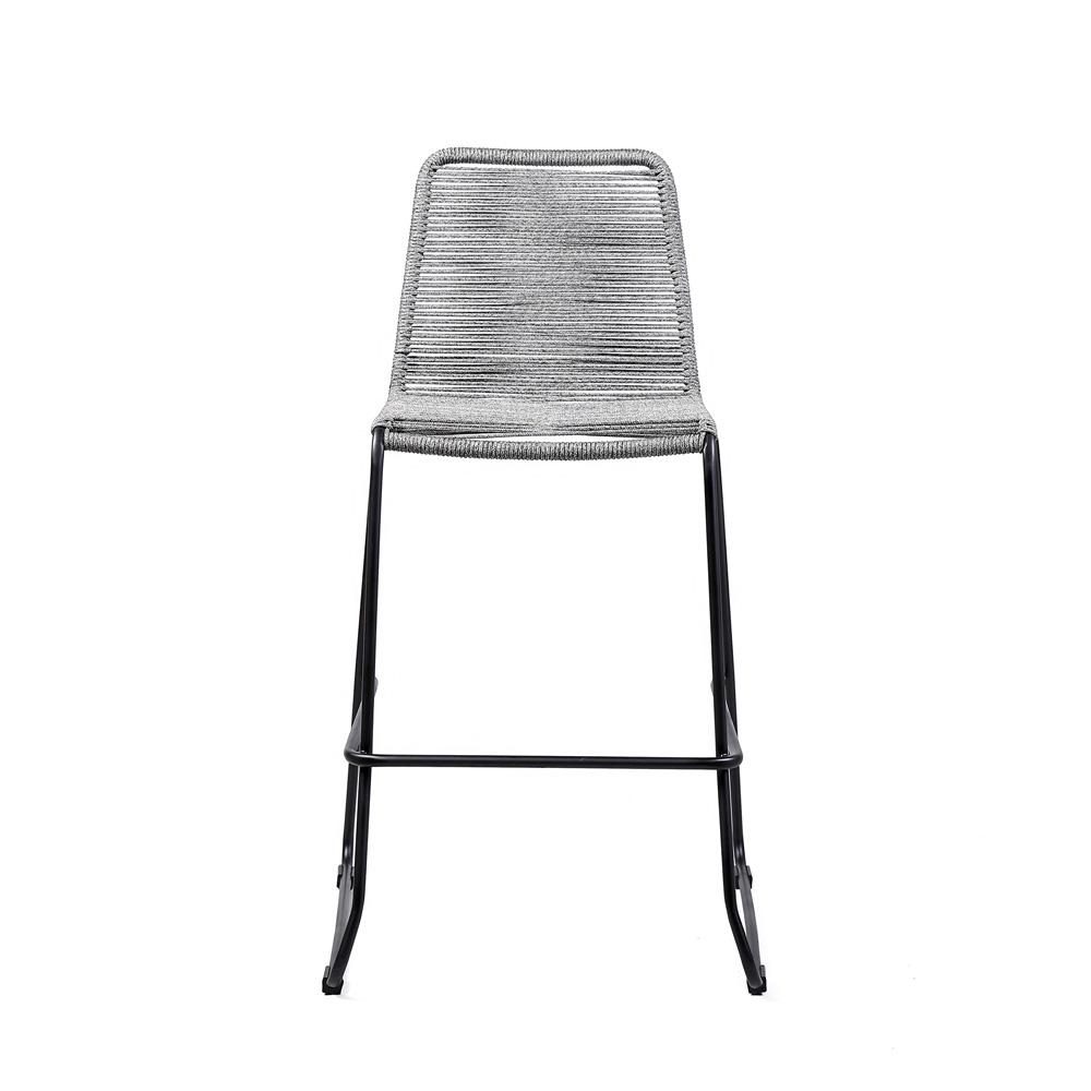 Armen Living - Shasta 26in Outdoor Metal and Gray Rope Stackable Barstool - (Set of 2) - LCSTBABLGRY26 veiw 2