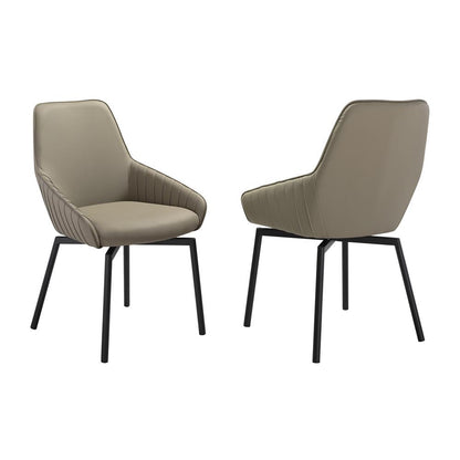 Armen Living - Shilo Swivel Upholstered Dining Chair in Taupe Gray Faux Leather with Black Metal Legs - (Set of 2) - LCSHSITAGRYBLK veiw 1