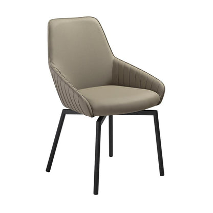 Armen Living - Shilo Swivel Upholstered Dining Chair in Taupe Gray Faux Leather with Black Metal Legs - (Set of 2) - LCSHSITAGRYBLK veiw 2