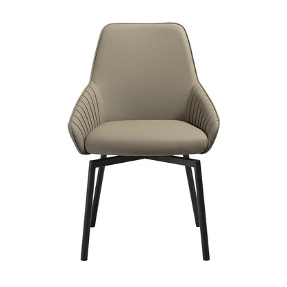 Armen Living - Shilo Swivel Upholstered Dining Chair in Taupe Gray Faux Leather with Black Metal Legs - (Set of 2) - LCSHSITAGRYBLK veiw 3