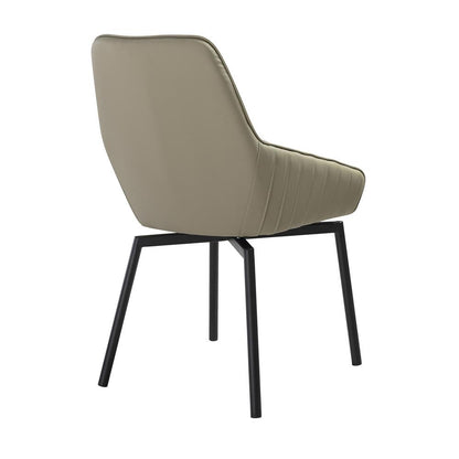 Armen Living - Shilo Swivel Upholstered Dining Chair in Taupe Gray Faux Leather with Black Metal Legs - (Set of 2) - LCSHSITAGRYBLK veiw 4