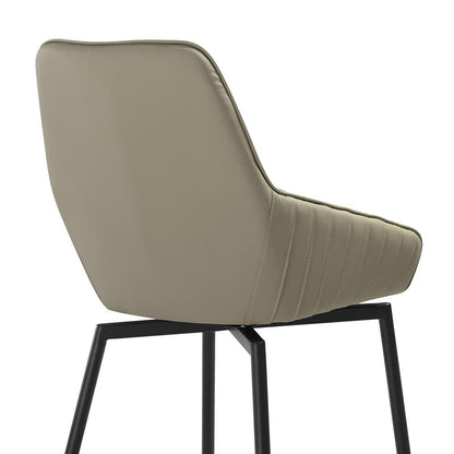 Armen Living - Shilo Swivel Upholstered Dining Chair in Taupe Gray Faux Leather with Black Metal Legs - (Set of 2) - LCSHSITAGRYBLK veiw 5
