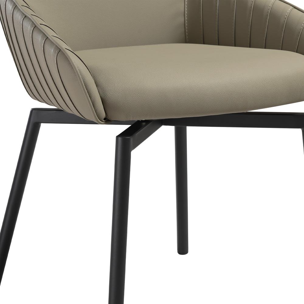 Armen Living - Shilo Swivel Upholstered Dining Chair in Taupe Gray Faux Leather with Black Metal Legs - (Set of 2) - LCSHSITAGRYBLK veiw 6