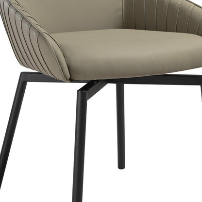 Armen Living - Shilo Swivel Upholstered Dining Chair in Taupe Gray Faux Leather with Black Metal Legs - (Set of 2) - LCSHSITAGRYBLK veiw 6