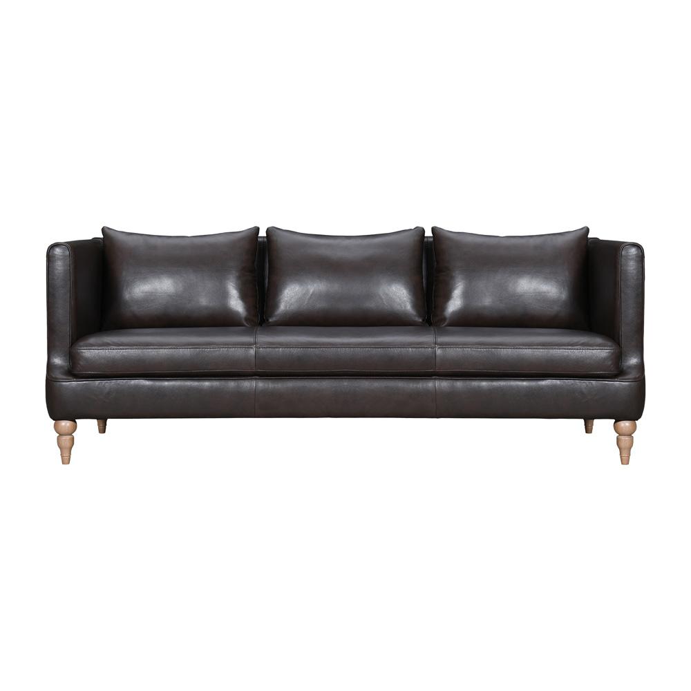 Armen Living - Vincenza 85in Dark Brown Leather Sofa - LCVZ3BRN veiw 1