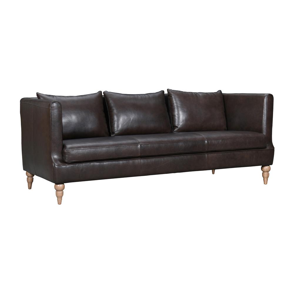 Armen Living - Vincenza 85in Dark Brown Leather Sofa - LCVZ3BRN veiw 2