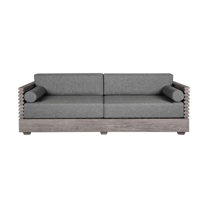 Armen Living - Vivid Outdoor Patio 4 Piece Conversation Set in Gray Eucalyptus Wood with Gray Olefin Cushions - SETVI4GRY veiw 3