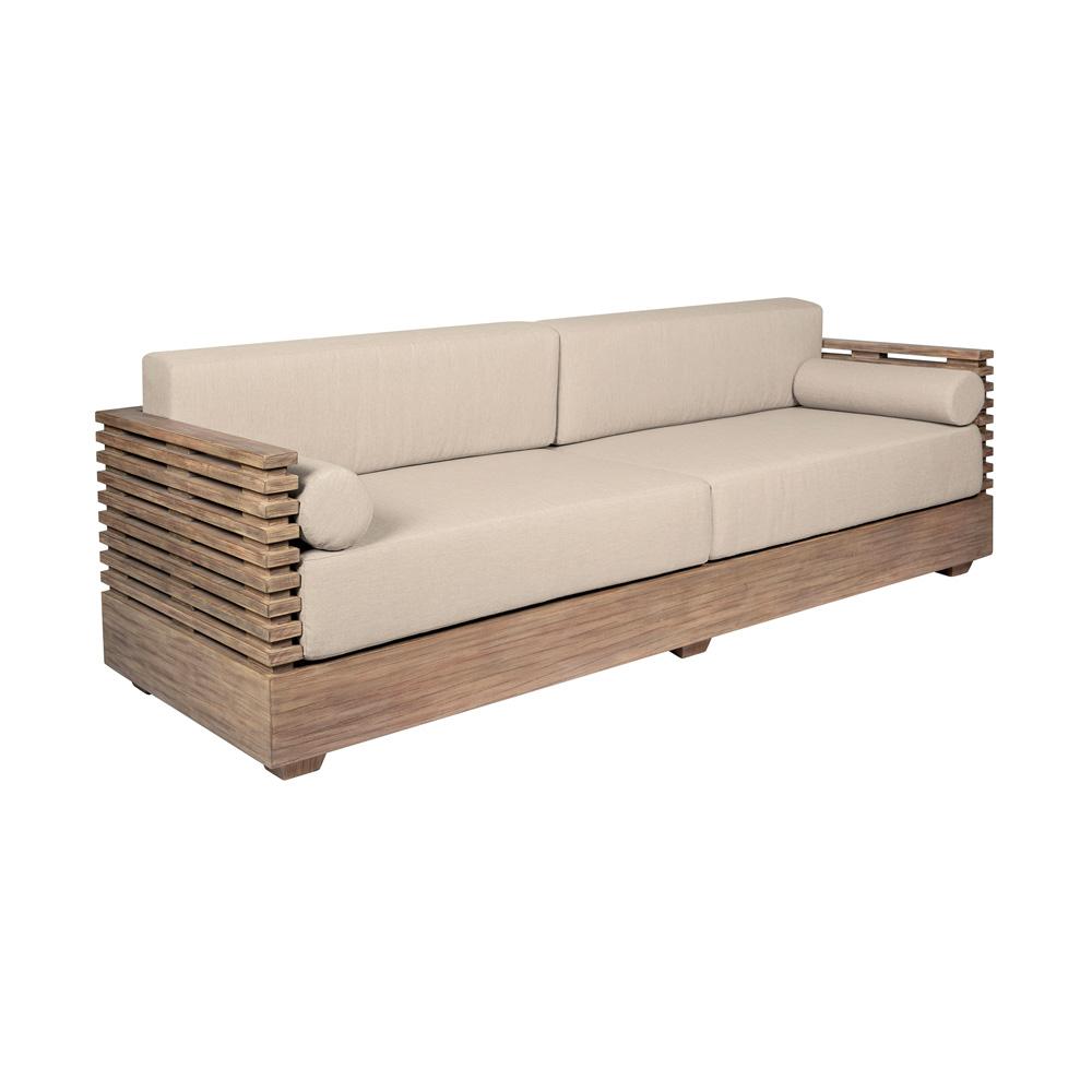 Armen Living - Vivid Outdoor Patio 4 Piece Conversation Set in Light Eucalyptus Wood with Taupe Olefin Cushions - SETVI4EUCTP veiw 4