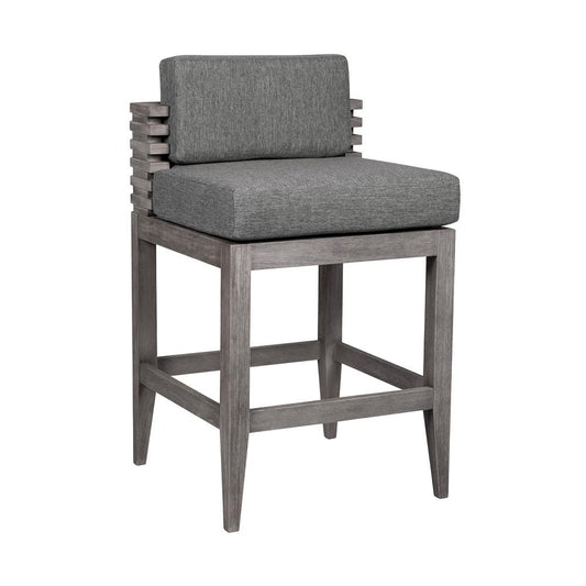 Armen Living - Vivid Outdoor Patio Bar Stool in Gray Eucalyptus Wood with Gray Olefin Cushions - LCVIBAEUCGRY30 veiw 1
