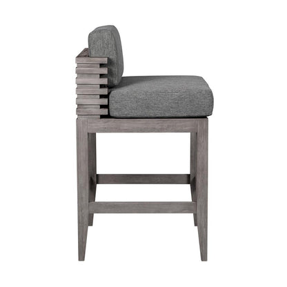 Armen Living - Vivid Outdoor Patio Bar Stool in Gray Eucalyptus Wood with Gray Olefin Cushions - LCVIBAEUCGRY30 veiw 3
