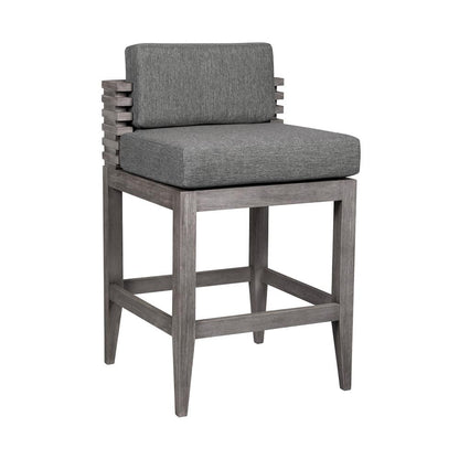 Armen Living - Vivid Outdoor Patio Counter Stool in Gray Eucalyptus Wood with Gray Olefin Cushions - LCVIBAEUCGRY26 veiw 1