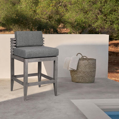 Armen Living - Vivid Outdoor Patio Counter Stool in Gray Eucalyptus Wood with Gray Olefin Cushions - LCVIBAEUCGRY26 veiw 7