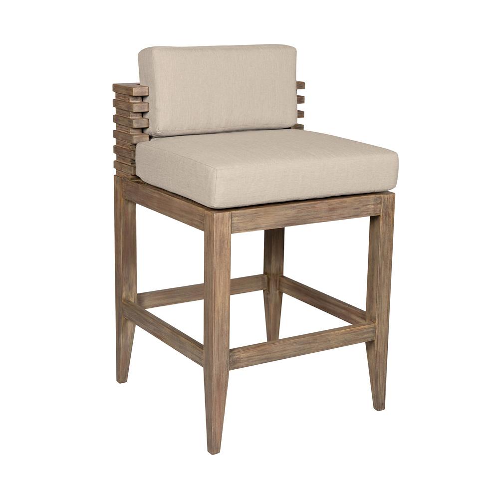 Armen Living - Vivid Outdoor Patio Counter Stool in Light Eucalyptus Wood with Taupe Olefin Cushions - LCVIBAEUCTP26 veiw 1