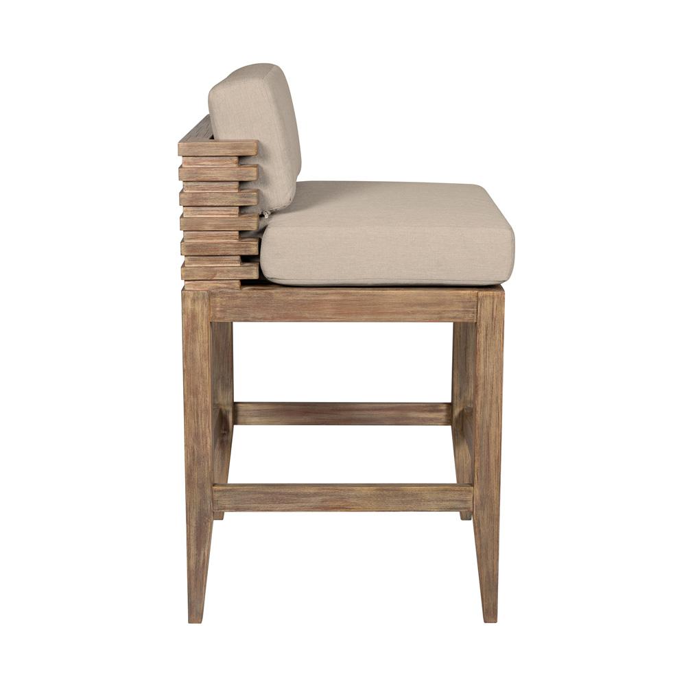 Armen Living - Vivid Outdoor Patio Counter Stool in Light Eucalyptus Wood with Taupe Olefin Cushions - LCVIBAEUCTP26 veiw 3