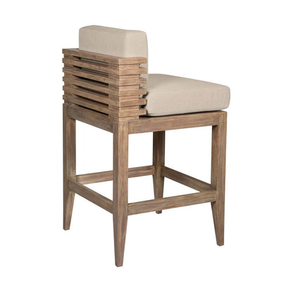 Armen Living - Vivid Outdoor Patio Counter Stool in Light Eucalyptus Wood with Taupe Olefin Cushions - LCVIBAEUCTP26 veiw 4