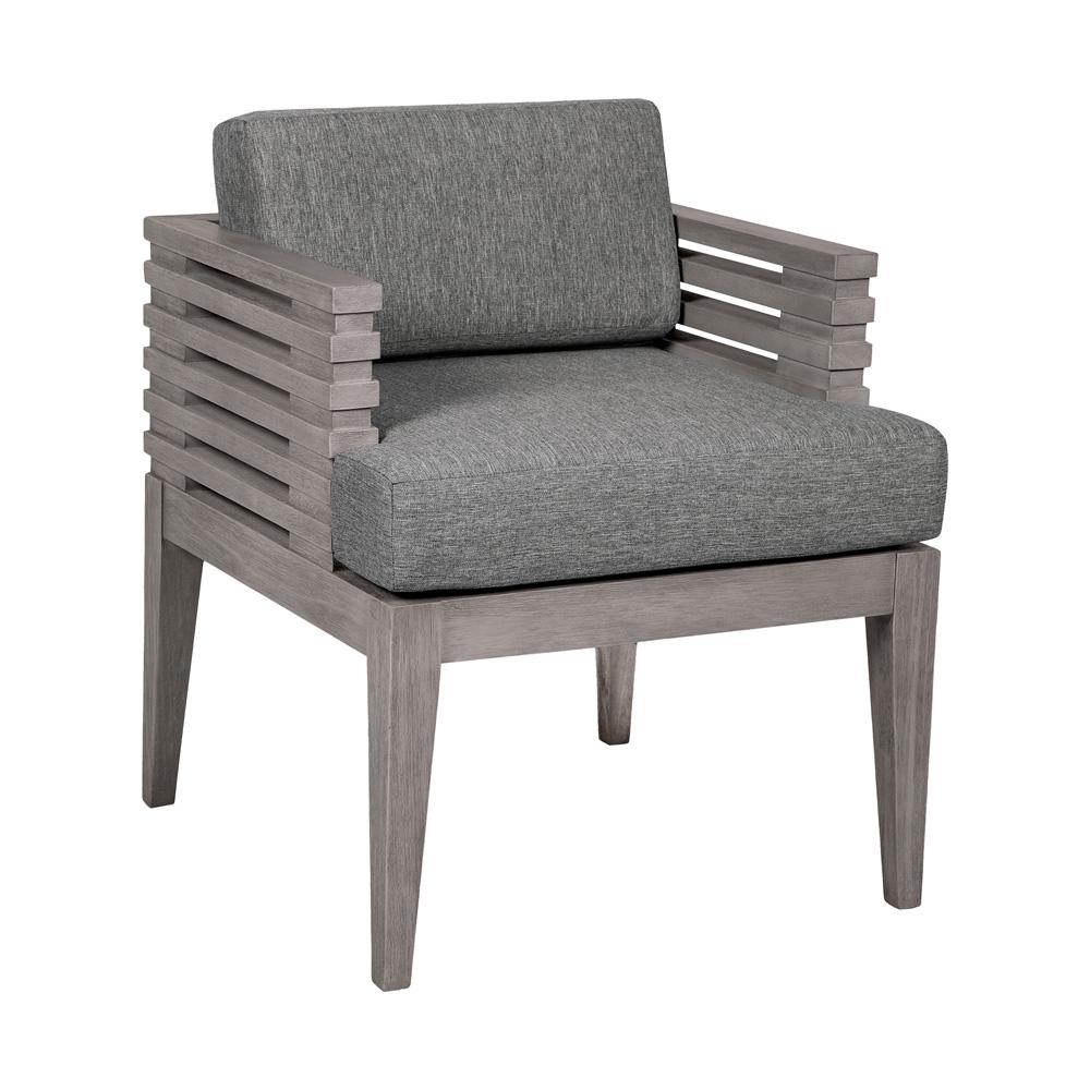 Armen Living - Vivid Outdoor Patio Dining Chair in Gray Eucalyptus Wood with Gray Olefin Cushions - LCVISIEUCGRY veiw 1