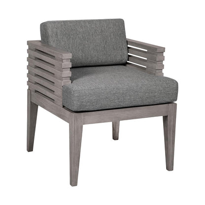 Armen Living - Vivid Outdoor Patio Dining Chair in Gray Eucalyptus Wood with Gray Olefin Cushions - LCVISIEUCGRY veiw 1