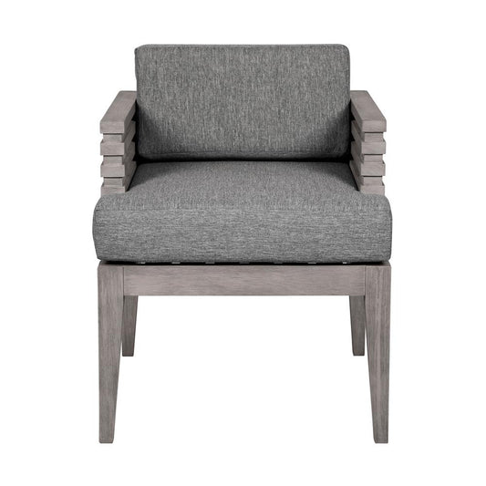 Armen Living - Vivid Outdoor Patio Dining Chair in Gray Eucalyptus Wood with Gray Olefin Cushions - LCVISIEUCGRY veiw 2