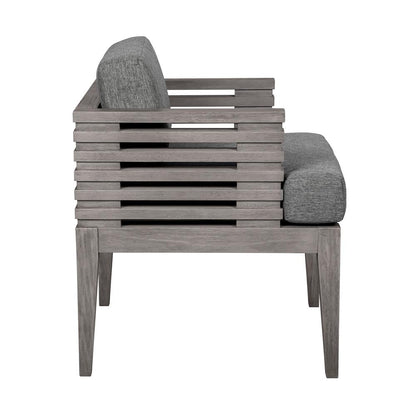 Armen Living - Vivid Outdoor Patio Dining Chair in Gray Eucalyptus Wood with Gray Olefin Cushions - LCVISIEUCGRY veiw 3