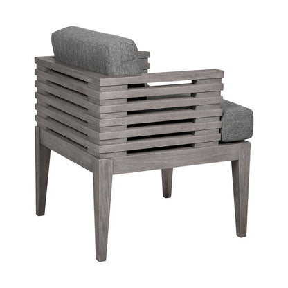 Armen Living - Vivid Outdoor Patio Dining Chair in Gray Eucalyptus Wood with Gray Olefin Cushions - LCVISIEUCGRY veiw 4