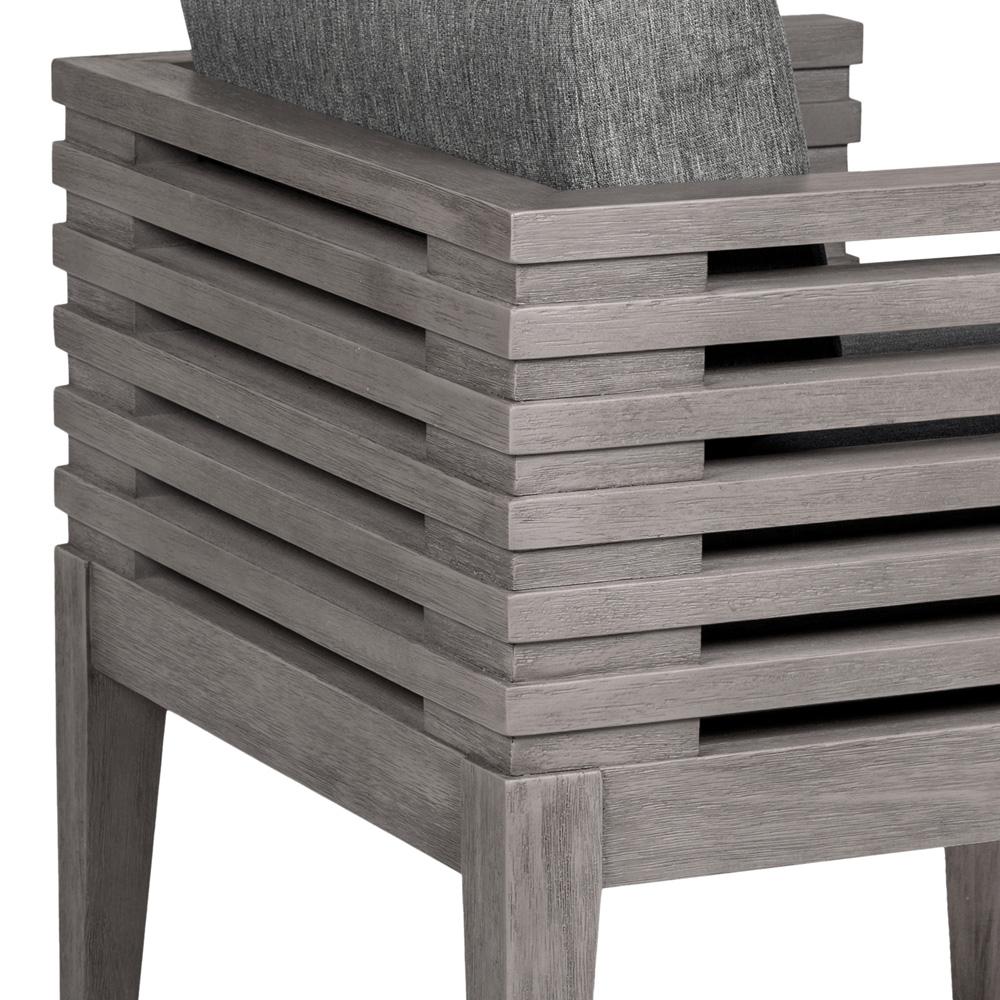 Armen Living - Vivid Outdoor Patio Dining Chair in Gray Eucalyptus Wood with Gray Olefin Cushions - LCVISIEUCGRY veiw 6