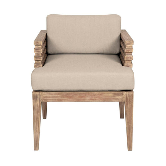 Armen Living - Vivid Outdoor Patio Dining Chair in Light Eucalyptus Wood with Taupe Olefin Cushions - LCVISIEUCTP veiw 2