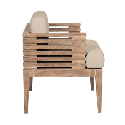 Armen Living - Vivid Outdoor Patio Dining Chair in Light Eucalyptus Wood with Taupe Olefin Cushions - LCVISIEUCTP veiw 3