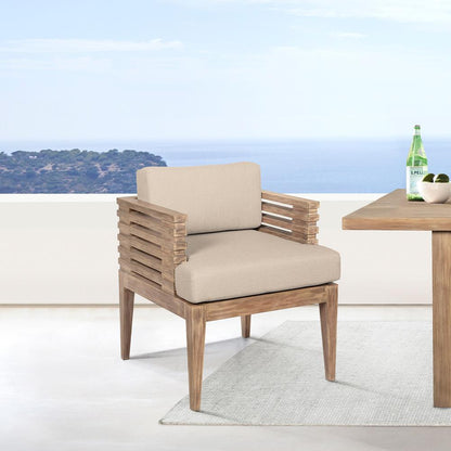 Armen Living - Vivid Outdoor Patio Dining Chair in Light Eucalyptus Wood with Taupe Olefin Cushions - LCVISIEUCTP veiw 7