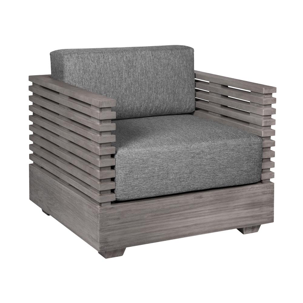 Armen Living - Vivid Outdoor Patio Chair in Gray Eucalyptus Wood with Gray Olefin Cushions - LCVICHEUCGRY veiw 1