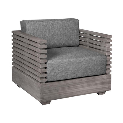 Armen Living - Vivid Outdoor Patio Chair in Gray Eucalyptus Wood with Gray Olefin Cushions - LCVICHEUCGRY veiw 1