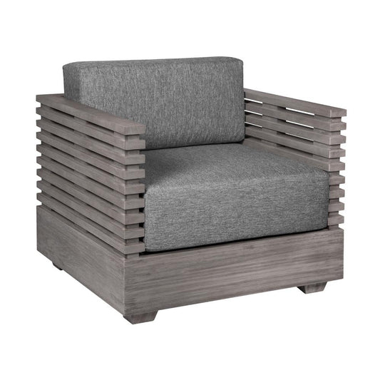 Armen Living - Vivid Outdoor Patio Chair in Gray Eucalyptus Wood with Gray Olefin Cushions - LCVICHEUCGRY veiw 1