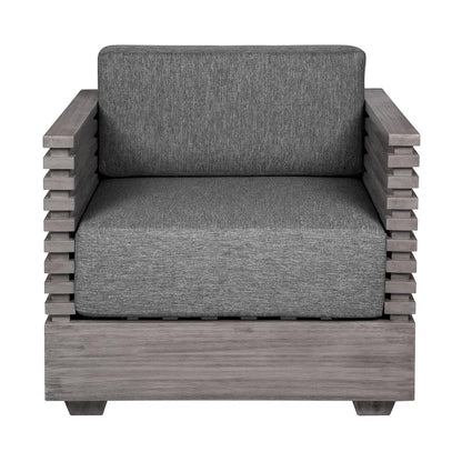 Armen Living - Vivid Outdoor Patio Chair in Gray Eucalyptus Wood with Gray Olefin Cushions - LCVICHEUCGRY veiw 2