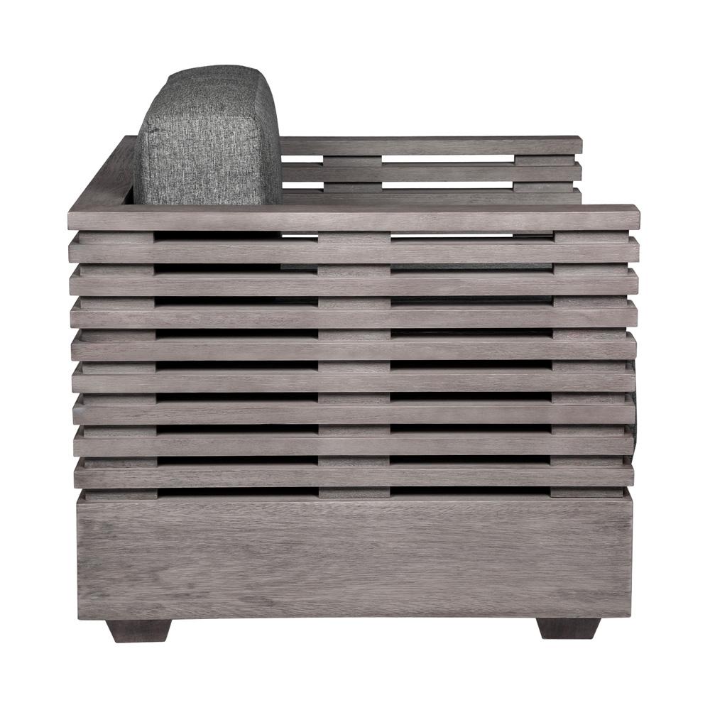 Armen Living - Vivid Outdoor Patio Chair in Gray Eucalyptus Wood with Gray Olefin Cushions - LCVICHEUCGRY veiw 3