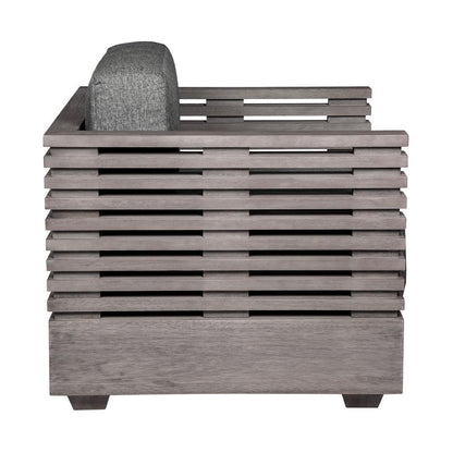 Armen Living - Vivid Outdoor Patio Chair in Gray Eucalyptus Wood with Gray Olefin Cushions - LCVICHEUCGRY veiw 3