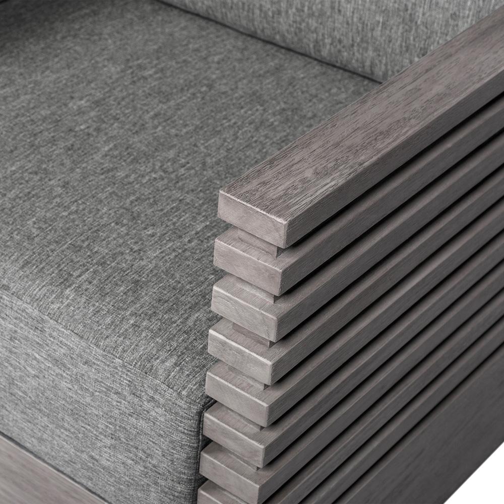 Armen Living - Vivid Outdoor Patio Chair in Gray Eucalyptus Wood with Gray Olefin Cushions - LCVICHEUCGRY veiw 5