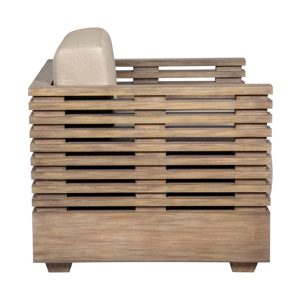 Armen Living - Vivid Outdoor Patio Chair in Light Eucalyptus Wood with Taupe Olefin Cushions - LCVICHEUCTP veiw 3