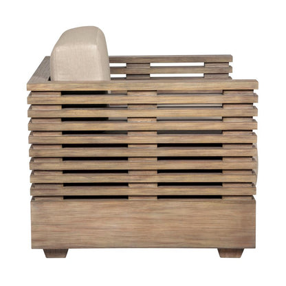 Armen Living - Vivid Outdoor Patio Chair in Light Eucalyptus Wood with Taupe Olefin Cushions - LCVICHEUCTP veiw 3