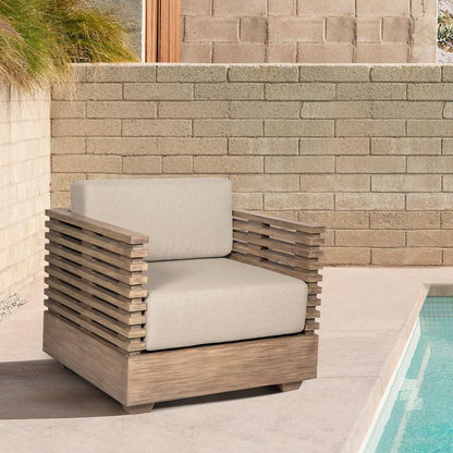Armen Living - Vivid Outdoor Patio Chair in Light Eucalyptus Wood with Taupe Olefin Cushions - LCVICHEUCTP veiw 7