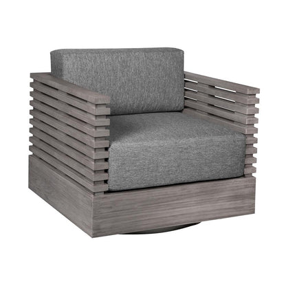 Armen Living - Vivid Swivel Outdoor Patio Chair in Gray Eucalyptus Wood with Gray Olefin Cushions - LCVISCHEUCGRY veiw 1