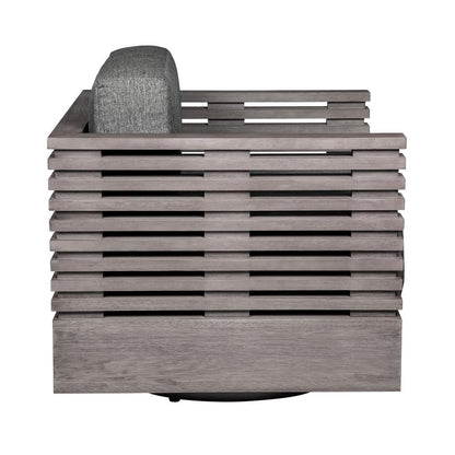 Armen Living - Vivid Swivel Outdoor Patio Chair in Gray Eucalyptus Wood with Gray Olefin Cushions - LCVISCHEUCGRY veiw 3