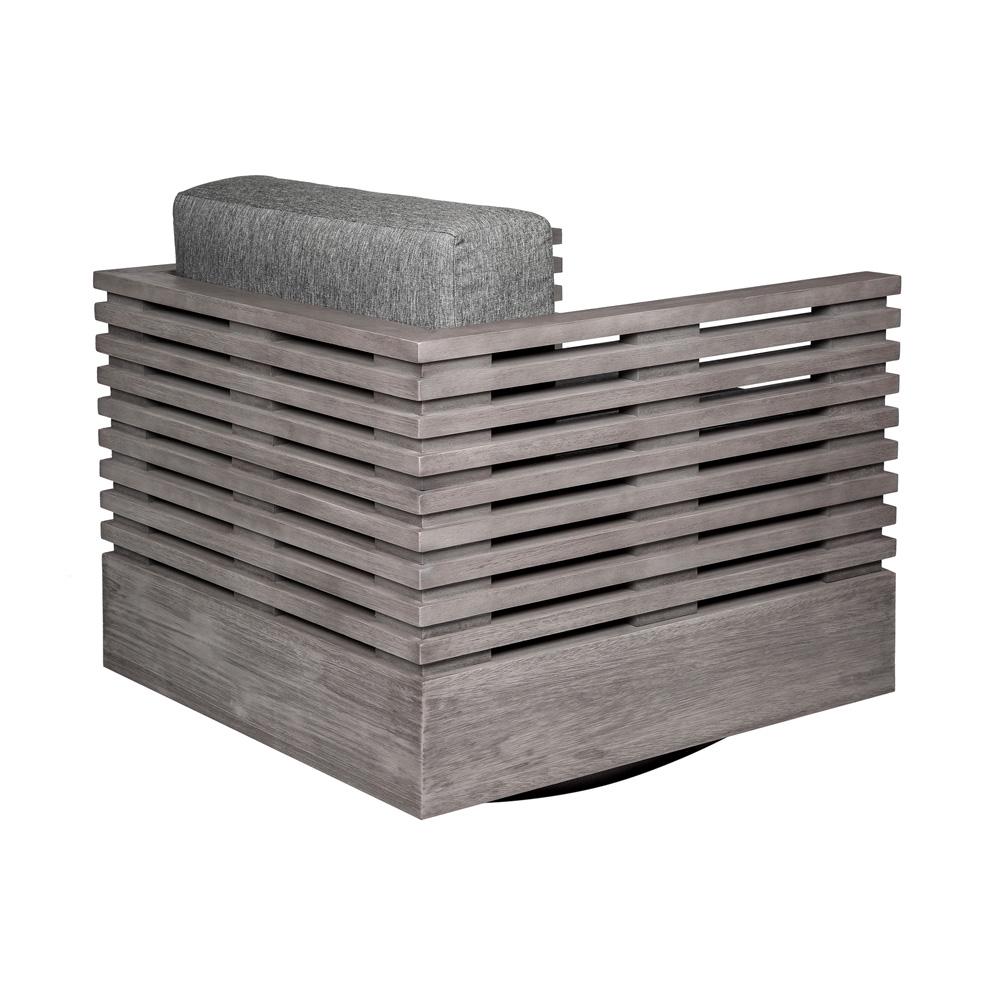 Armen Living - Vivid Swivel Outdoor Patio Chair in Gray Eucalyptus Wood with Gray Olefin Cushions - LCVISCHEUCGRY veiw 4