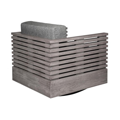 Armen Living - Vivid Swivel Outdoor Patio Chair in Gray Eucalyptus Wood with Gray Olefin Cushions - LCVISCHEUCGRY veiw 4