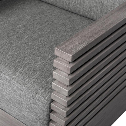 Armen Living - Vivid Swivel Outdoor Patio Chair in Gray Eucalyptus Wood with Gray Olefin Cushions - LCVISCHEUCGRY veiw 5